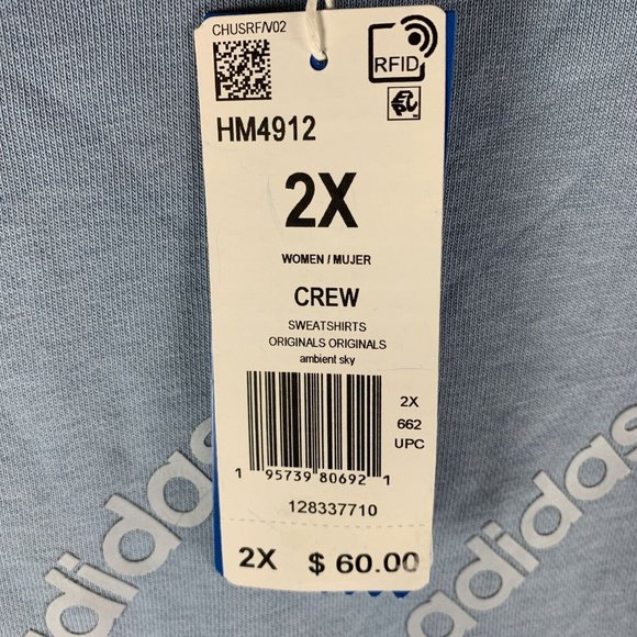 Adidas Sweatshirt Women's 2X Blue Stretch Crew Neck Long Sleeve Pullover 7493 - Picture 6 of 9